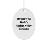Funny X-Ray Technician Gifts for Men, Officially The World's Coolest X-ray Technician Oval Ornament, Christmas Unique Decorations - Image 1